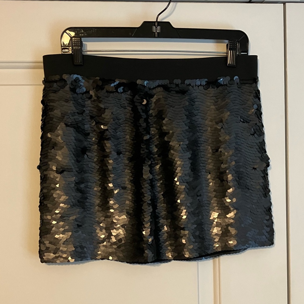 BCBG black sequin short skirt